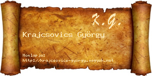 Krajcsovics György névjegykártya